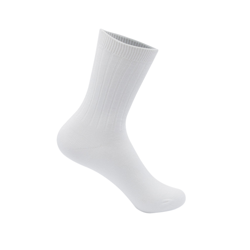 Classroom Unisex Rib Crew Socks 3 PK in White