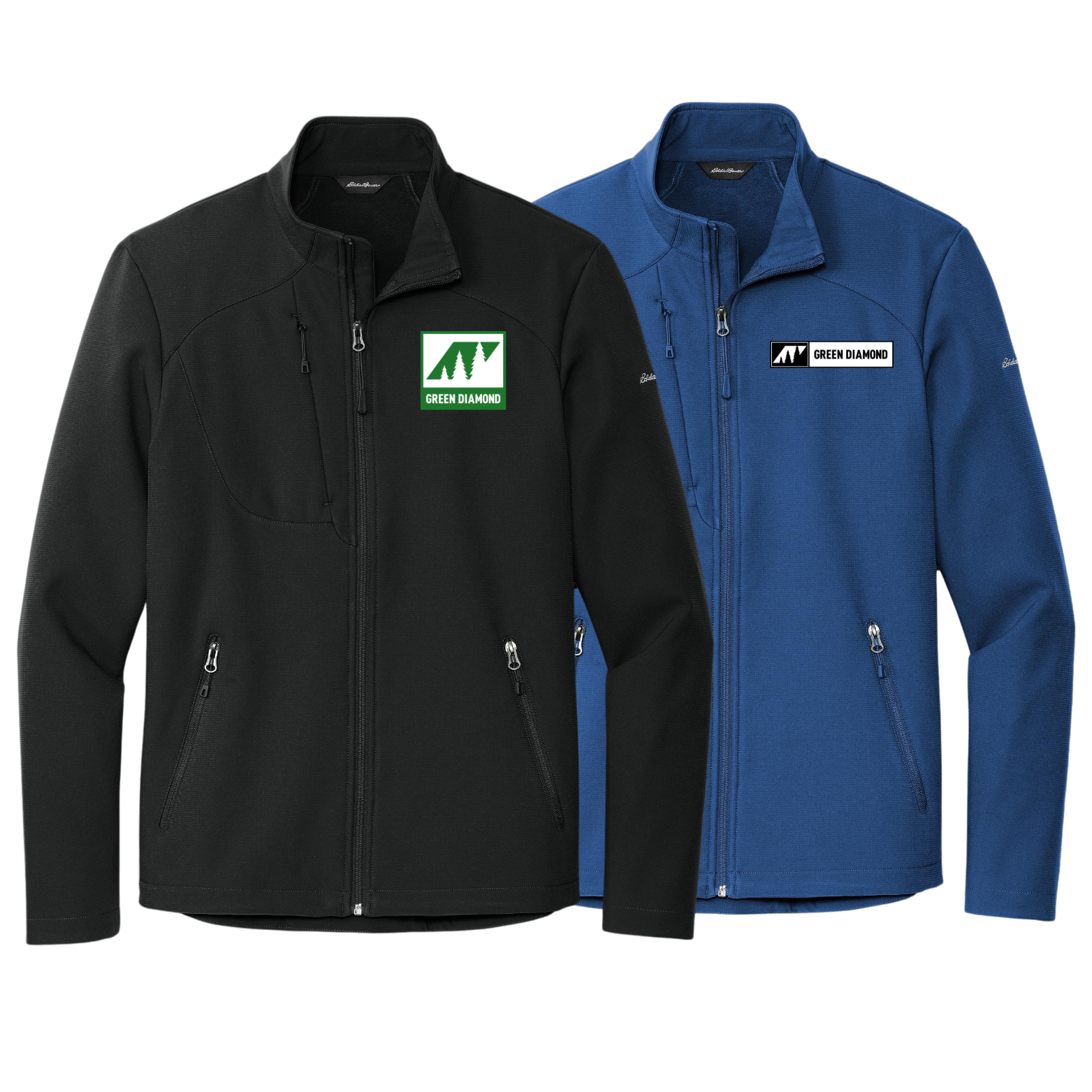 Green Diamond Eddie Bauer Stretch Soft Shell Jacket with Embroidered Logo