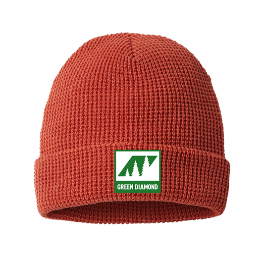 Green Diamond Richardson Waffle Cuffed Beanie with Embroidered Logo