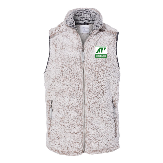 Green Diamond J. America Women’s Epic Sherpa Full-Zip Vest with Embroidered Logo