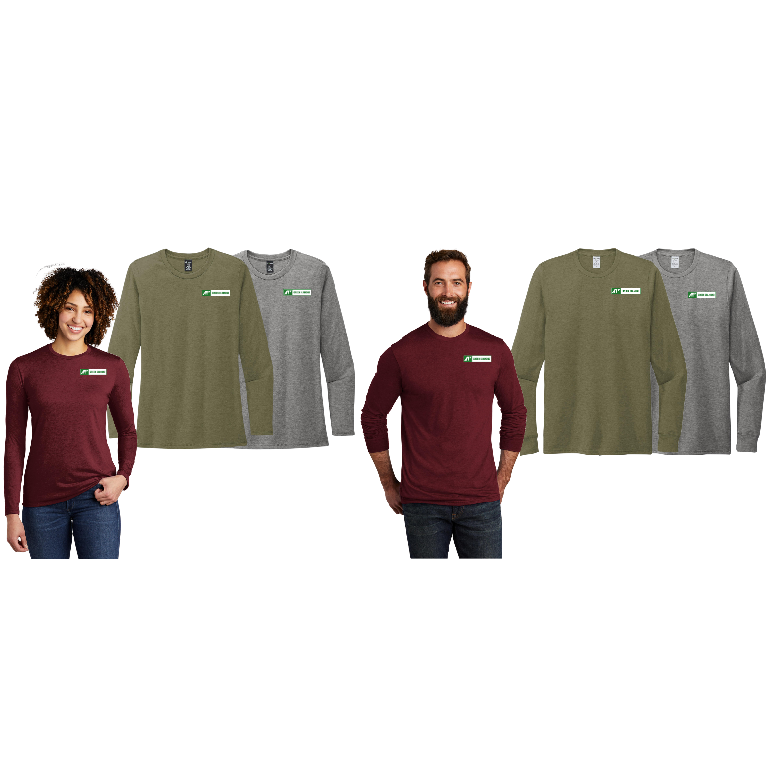 Green Diamond Allmade Tri-Blend Long Sleeve Tee with Horizontal Logo