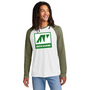 Green Diamond Allmade Unisex Tri-Blend Long Sleeve Colorblock Raglan with Square Logo