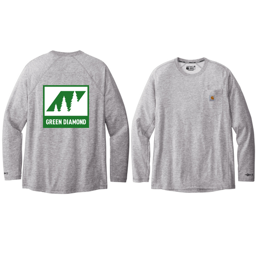 Green Daimond Carhartt Force Long Sleeve Pocket T-Shirt with Screen Printed Logo