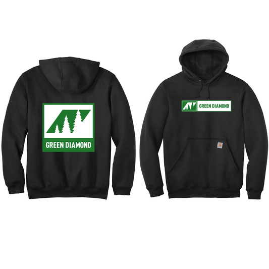 Green Diamond Carhartt Midweight Hooded Sweatshirt with Screen Printed Logo on Front and Back