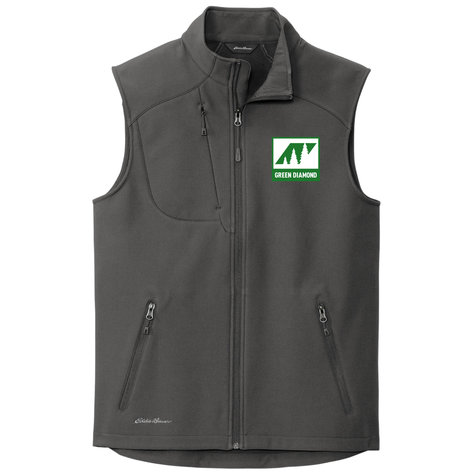 Green Diamond Eddie Bauer Stretch Soft Shell Vest with Embroidered Logo