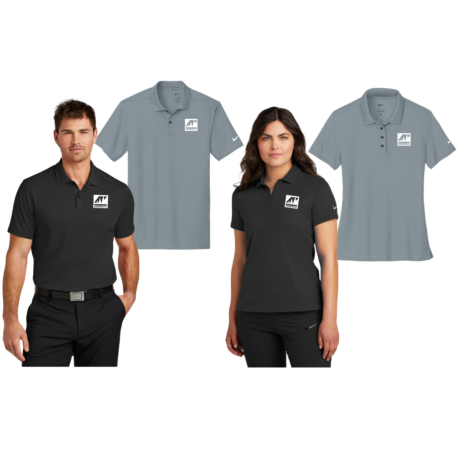 Green Diamond Nike Victory Solid Polo with Embroidered Logo