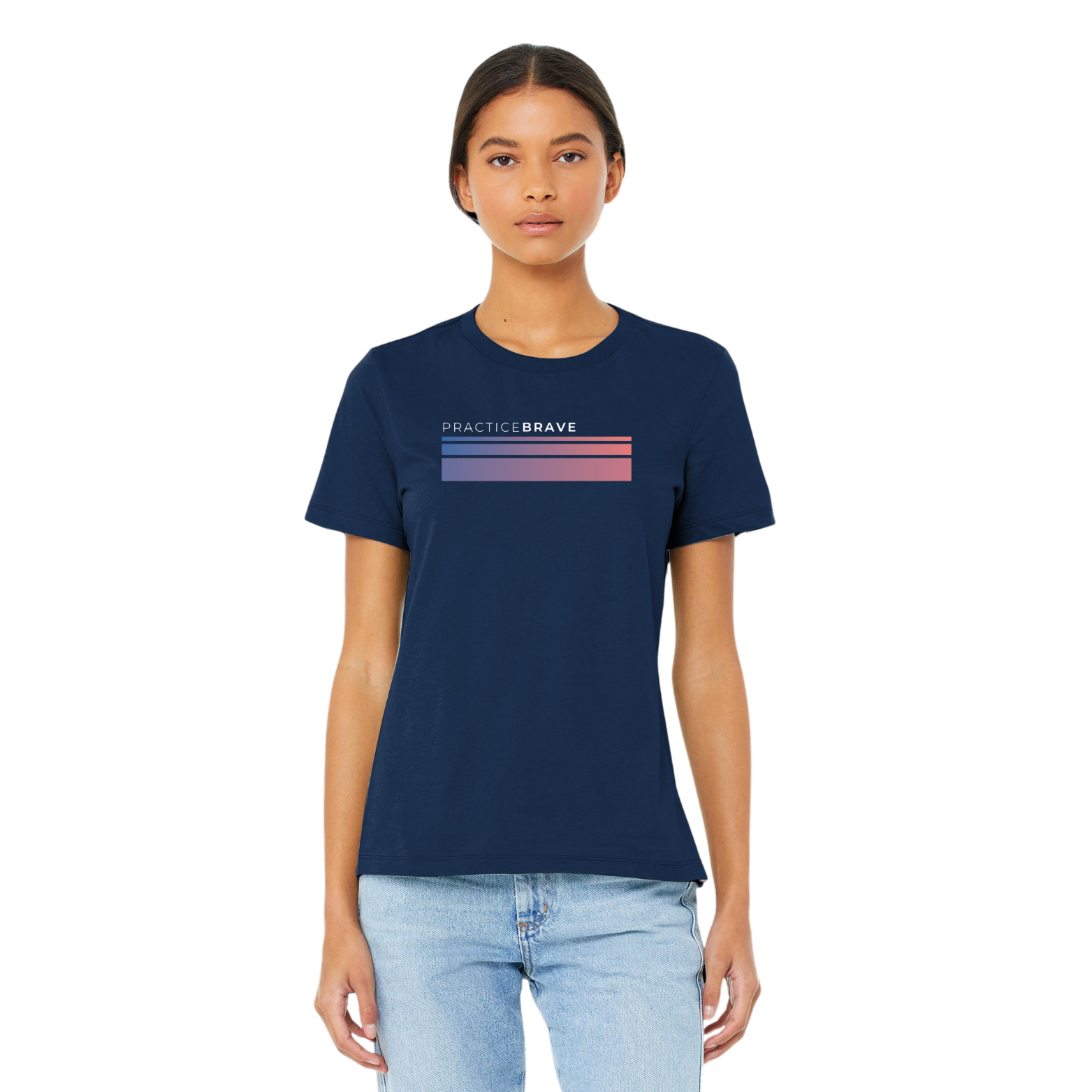 Practice Brave BELLA+CANVAS Women’s Relaxed Jersey Tee with Fade Logo