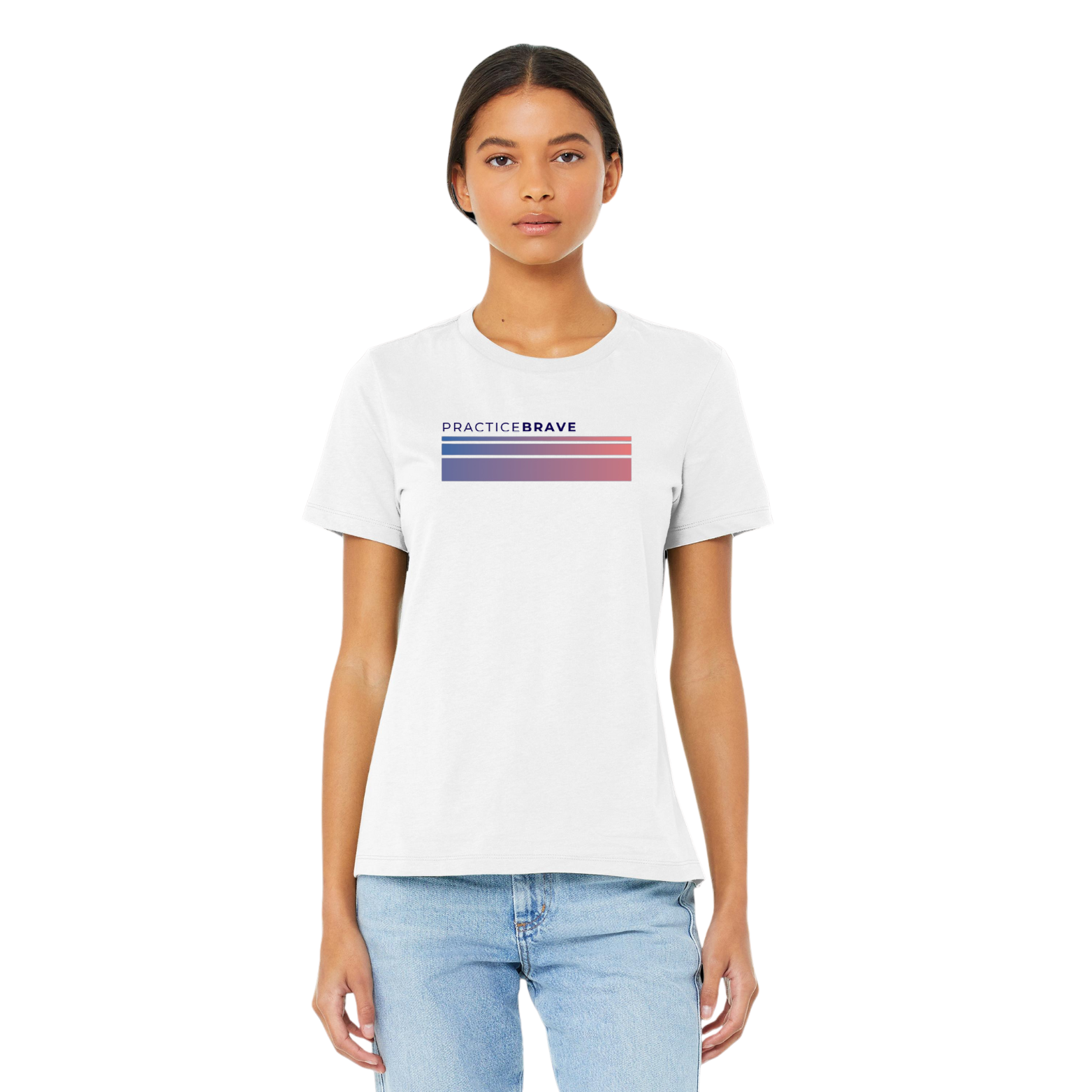 Practice Brave BELLA+CANVAS Women’s Relaxed Jersey Tee with Fade Logo