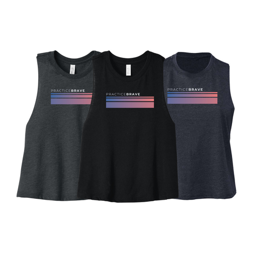 Practice Brave BELLA+CANVAS Women’s Cropped Tank with Fade Logo