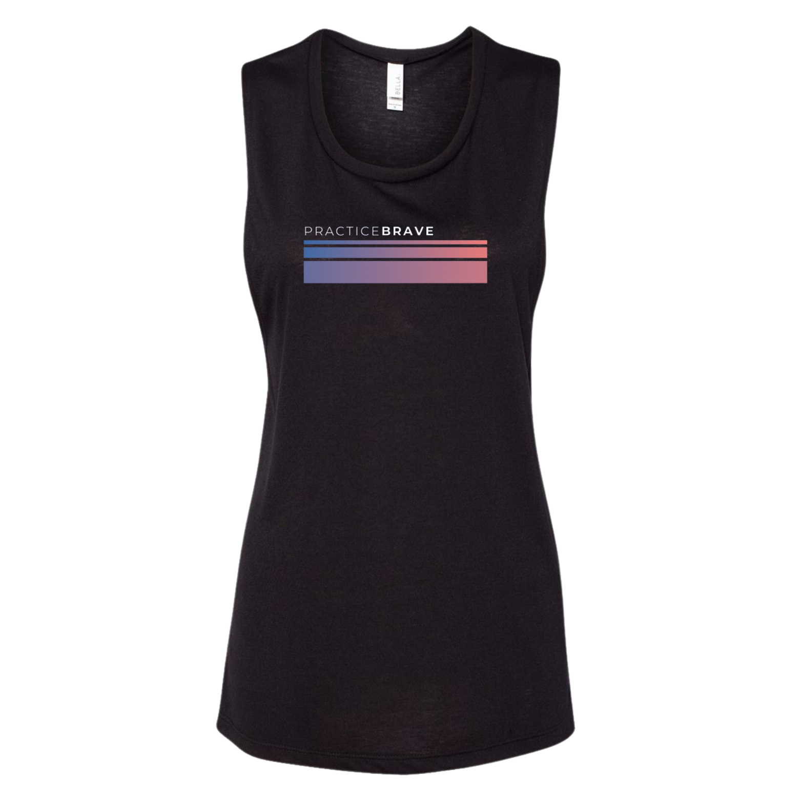 Practice Brave BELLA + CANVAS Women's Flowy Scoop Muscle Tank with Fade Logo