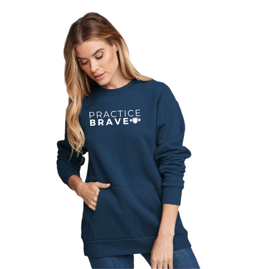 Practice Brave Next Level Unisex Santa Cruz Pocket Crewneck Sweatshirt with Logo