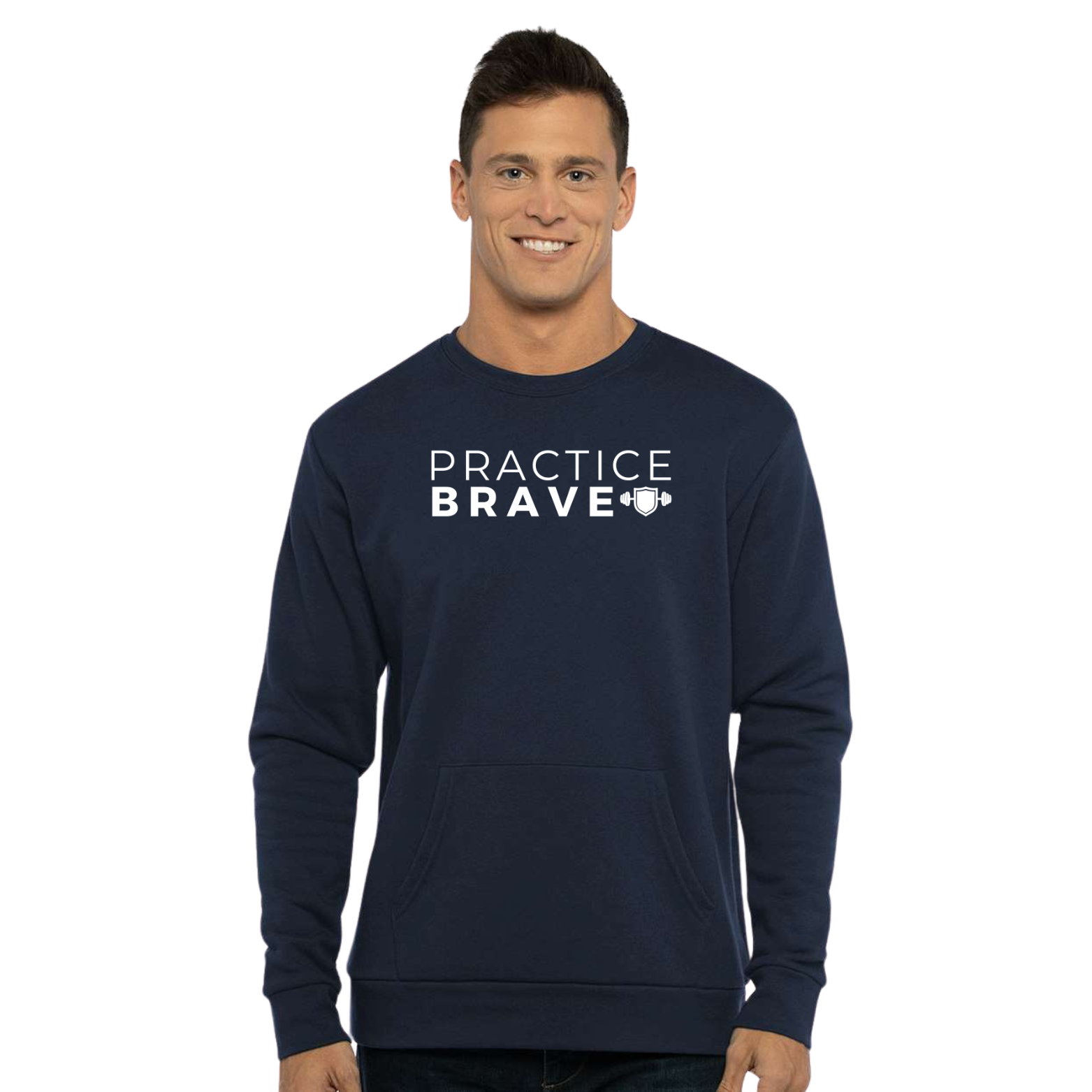 Practice Brave Next Level Unisex Santa Cruz Pocket Crewneck Sweatshirt with Logo