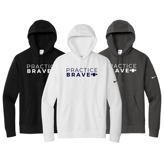 Practice Brave Nike Club Fleece Sleeve Swoosh Pullover Hoodie with Logo