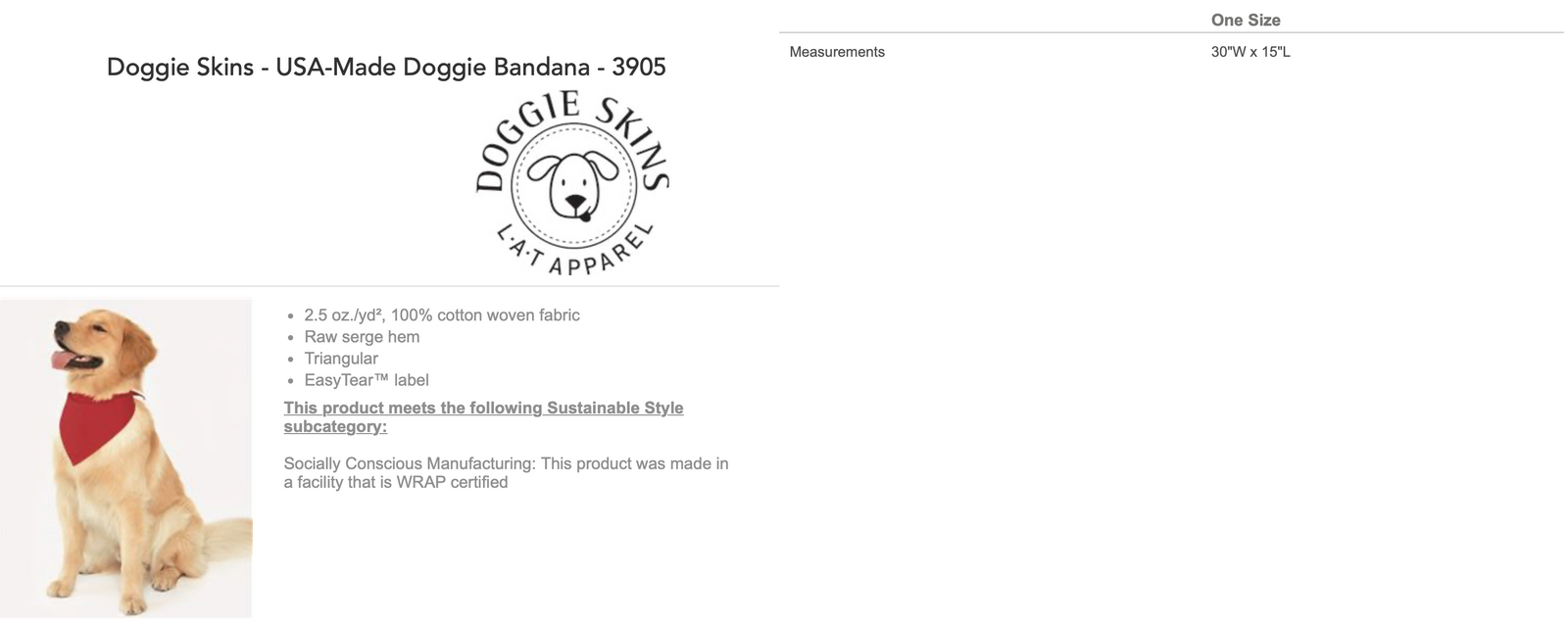 Ballard Doggie Skins USA-Made Doggie Bandana with Screen Printed Logo