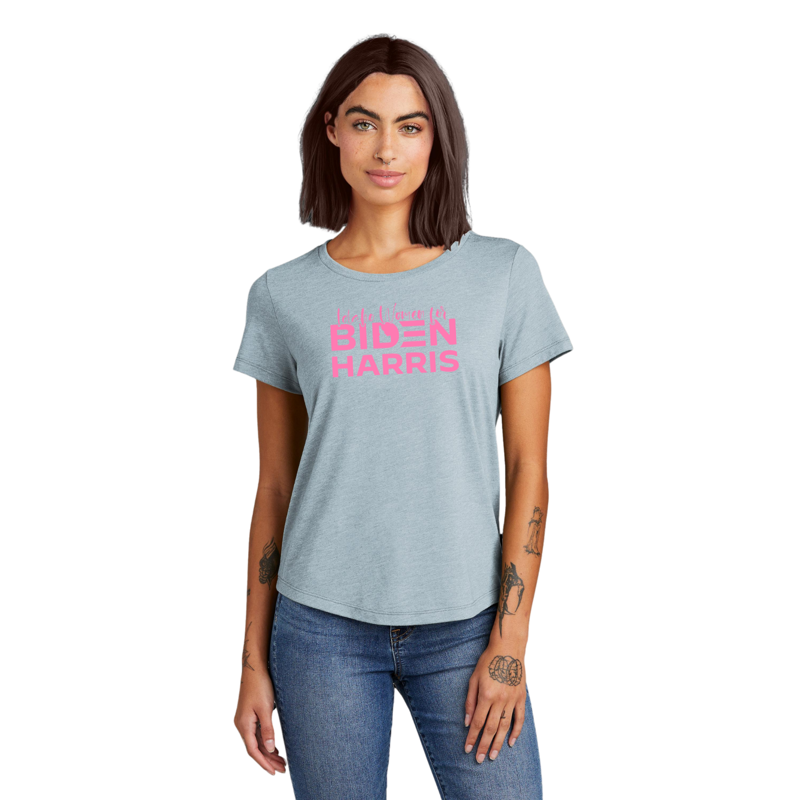 Women for Biden Allmade Women’s Relaxed Tri-Blend Scoop Neck Tee with Screen Printed Logo