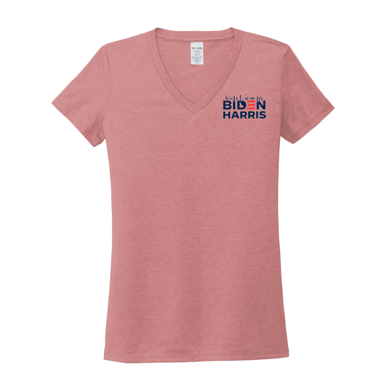 Women for Biden Allmade Women’s Tri-Blend V-Neck Tee with Screen Printed Logo