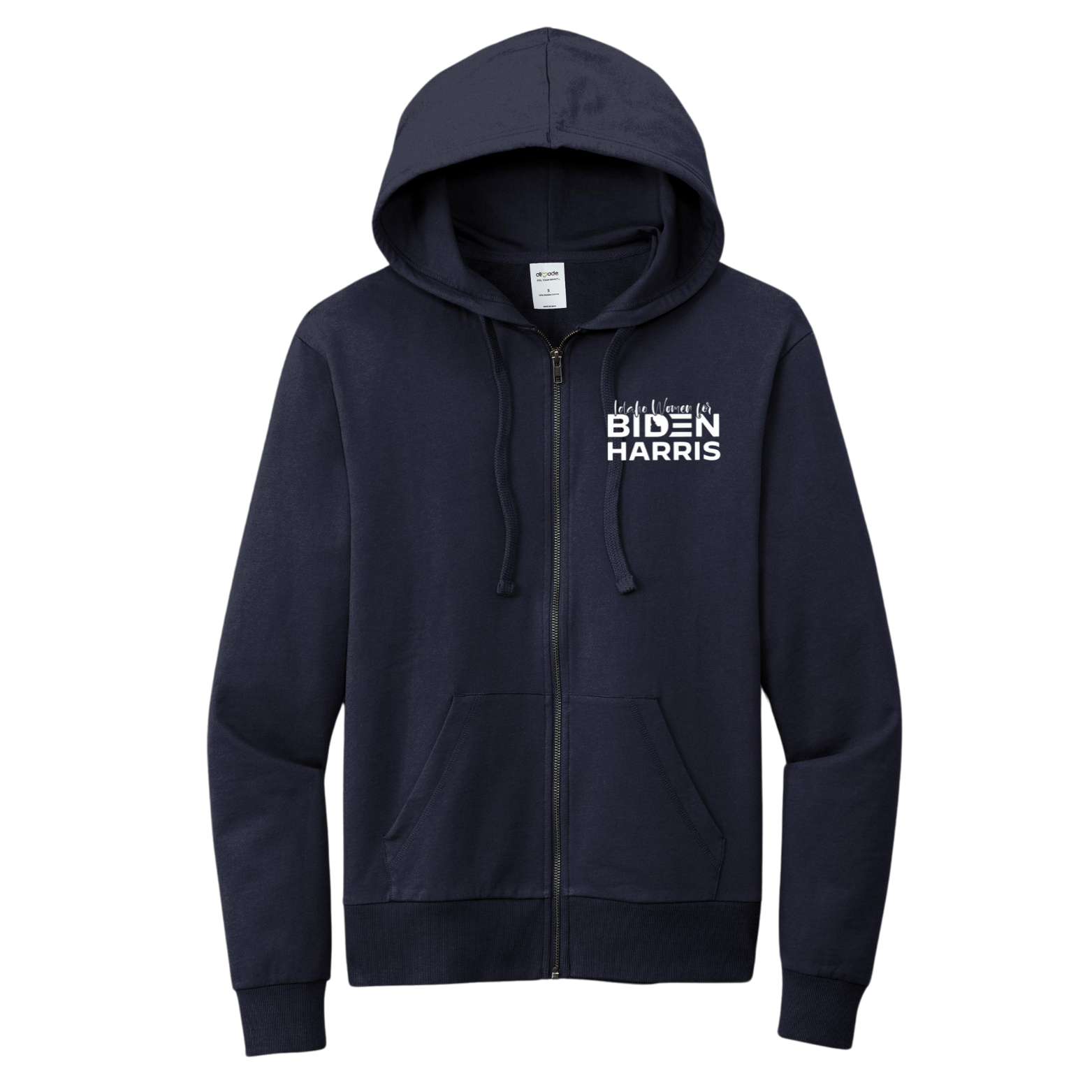 Women for Biden Allmade Unisex Organic French Terry Full-Zip Hoodie with Embroidered Logo