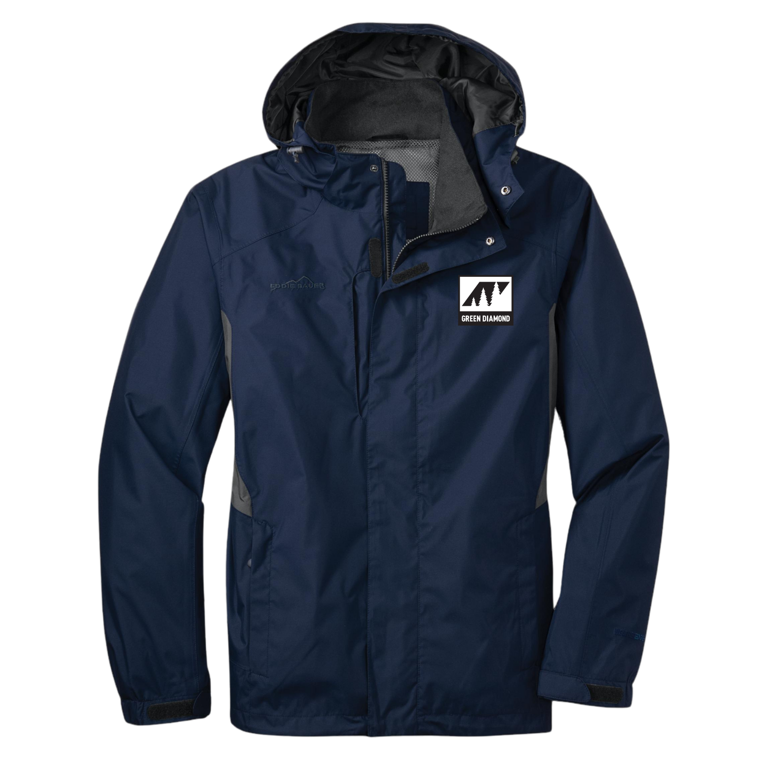 Green Diamond Eddie Bauer Rain Jacket with Embroidered Logo